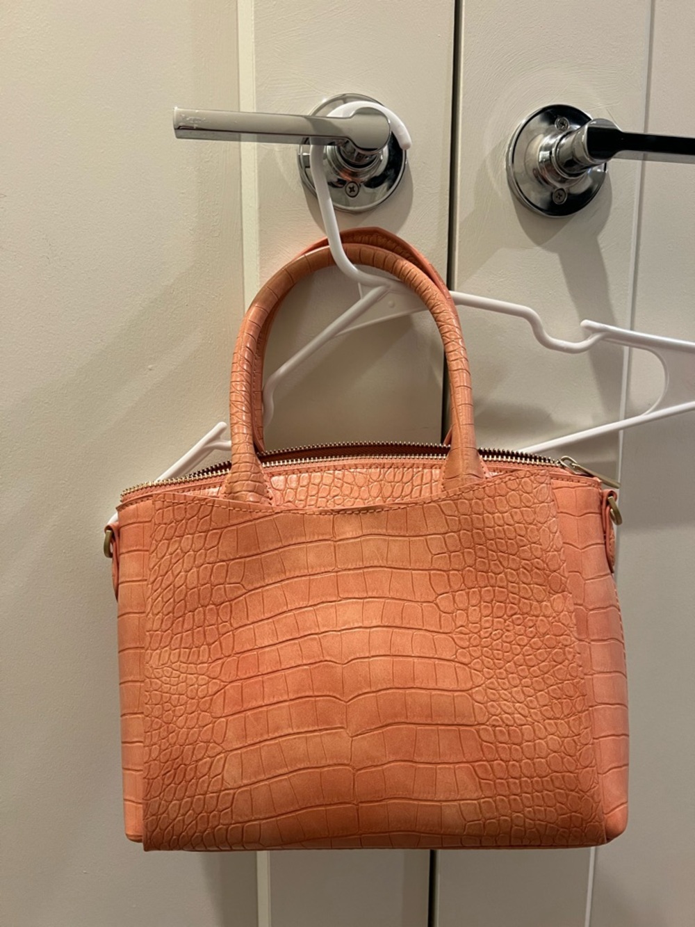 Target Coral Croc-Embossed Top-Handle Satchel